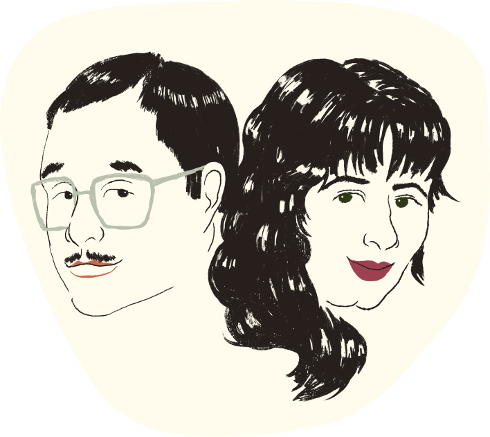 Illustrated portrait of Daven and Janka